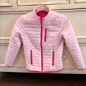 Pink Quilted Vineyard Vines Jacket with Zipper (Size 7/8)